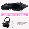 image:imageVepose Womens Slingback Kitten Heels Bow Pointed Closed Toe Dress Pumps  Elegant floral mesh closed toe heels with bow backstrap fit approx 3 inch heel and dressy for office weddings partiesBlack