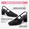 image:imageVepose Womens Slingback Pumps Closed Toe Chunky Block Heels  Soft square toe cushioned insole adjustable back strap and dressy casual styling for officetoevening outfitsBlack