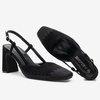image:imageVepose Womens Slingback Pumps Closed Toe Chunky Block Heels  Soft square toe cushioned insole adjustable back strap and dressy casual styling for officetoevening outfitsBlack Suede