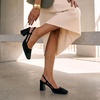 image:imageVepose Womens Slingback Pumps Closed Toe Chunky Block Heels  Soft square toe cushioned insole adjustable back strap and dressy casual styling for officetoevening outfitsBlack Suede