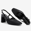 image:imageVepose Womens Slingback Pumps Closed Toe Chunky Block Heels  Soft square toe cushioned insole adjustable back strap and dressy casual styling for officetoevening outfitsBlack