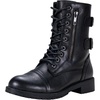 image:imageVepose Womens Combat Boots Low Heel Mid Calf Military Boots with Card Knife Wallet PocketLeatherlblack