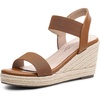 image:imageVepose Womens Open Toe Espadrille Wedge Sandals with Ankle Strap 881  Dressy casual slip on platform strappy sandals  cute casual summer shoes styling for daily weddings travelBrown