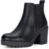 image:imageVepose Womens Platform Chelsea Ankle Boots Chunky Block Heel Booties  Side elastic Inside zipper Lug sole Round toe Steady platform feel Comfort Casual Jeans Dresses OfficeBlackleather