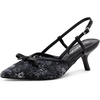 image:imageVepose Womens Slingback Kitten Heels Bow Pointed Closed Toe Dress Pumps  Elegant floral mesh closed toe heels with bow backstrap fit approx 3 inch heel and dressy for office weddings partiesBlack