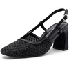 image:imageVepose Womens Slingback Pumps Closed Toe Chunky Block Heels  Soft square toe cushioned insole adjustable back strap and dressy casual styling for officetoevening outfitsBlack