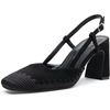 image:imageVepose Womens Slingback Pumps Closed Toe Chunky Block Heels  Soft square toe cushioned insole adjustable back strap and dressy casual styling for officetoevening outfitsBlack Suede