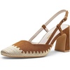 image:imageVepose Womens Slingback Pumps Closed Toe Chunky Block Heels  Soft square toe cushioned insole adjustable back strap and dressy casual styling for officetoevening outfitsBrown Suede