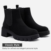 image:imageVepose Womens Chunky Platform Chelsea Ankle Boots Slip On Design  Comfortable dressy bootiesmemory foam insole and elastic side panelspolished styling for work and weekendsBlacknubuckclassic936