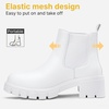 image:imageVepose Womens Chunky Platform Chelsea Ankle Boots Slip On Design  Comfortable dressy bootiesmemory foam insole and elastic side panelspolished styling for work and weekendsAllwhiteclassic936