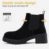 image:imageVepose Womens Chunky Platform Chelsea Ankle Boots Slip On Design  Comfortable dressy bootiesmemory foam insole and elastic side panelspolished styling for work and weekendsBlacknubuckclassic936