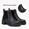image:imageVepose Womens Chunky Platform Chelsea Ankle Boots Slip On Design  Comfortable dressy bootiesmemory foam insole and elastic side panelspolished styling for work and weekendsLeather Blackclassic 936l