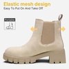 image:imageVepose Womens Chunky Platform Chelsea Ankle Boots Slip On Design  Comfortable dressy bootiesmemory foam insole and elastic side panelspolished styling for work and weekendsNudeclassic936