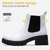 image:imageVepose Womens Chunky Platform Chelsea Ankle Boots Slip On Design  Comfortable dressy bootiesmemory foam insole and elastic side panelspolished styling for work and weekendsWhiteclassic936