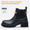 image:imageVepose Womens Chunky Platform Chelsea Ankle Boots Slip On Design  Comfortable dressy bootiesmemory foam insole and elastic side panelspolished styling for work and weekendsBlackclassic936