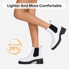 image:imageVepose Womens Chunky Platform Chelsea Ankle Boots Slip On Design  Comfortable dressy bootiesmemory foam insole and elastic side panelspolished styling for work and weekendsWhiteclassic936