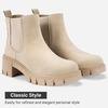 image:imageVepose Womens Chunky Platform Chelsea Ankle Boots Slip On Design  Comfortable dressy bootiesmemory foam insole and elastic side panelspolished styling for work and weekendsBeigeclassic936
