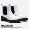 image:imageVepose Womens Chunky Platform Chelsea Ankle Boots Slip On Design  Comfortable dressy bootiesmemory foam insole and elastic side panelspolished styling for work and weekendsWhiteclassic936