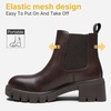 image:imageVepose Womens Chunky Platform Chelsea Ankle Boots Slip On Design  Comfortable dressy bootiesmemory foam insole and elastic side panelspolished styling for work and weekendsBrownclassic936