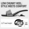 image:imageVepose Womens Peep Toe Rhinestone Slip On Formal Sexy Heel Sandals  Metallic Low Chunky Heel 2 Inch Slip On Square Open Toe Dressy Double Band Slides Wedding PartyBlack Rhinestone