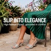 image:imageVepose Womens Peep Toe Rhinestone Slip On Formal Sexy Heel Sandals  Metallic Low Chunky Heel 2 Inch Slip On Square Open Toe Dressy Double Band Slides Wedding PartySilver Rhinestone
