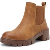image:imageVepose Womens Chunky Platform Chelsea Ankle Boots Slip On Design  Comfortable dressy bootiesmemory foam insole and elastic side panelspolished styling for work and weekendsYellow Brownclassic936