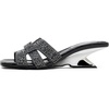 image:imageVepose Womens Peep Toe Rhinestone Slip On Formal Sexy Heel Sandals  Metallic Low Chunky Heel 2 Inch Slip On Square Open Toe Dressy Double Band Slides Wedding PartyBlack