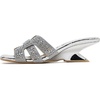 image:imageVepose Womens Peep Toe Rhinestone Slip On Formal Sexy Heel Sandals  Metallic Low Chunky Heel 2 Inch Slip On Square Open Toe Dressy Double Band Slides Wedding PartySilver