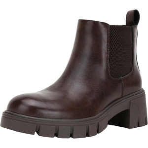 image:imageVepose Womens Chunky Platform Chelsea Ankle Boots Slip On Design  Comfortable dressy bootiesmemory foam insole and elastic side panelspolished styling for work and weekendsBrownclassic936