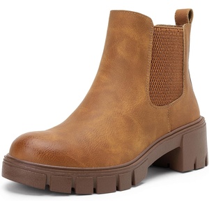 image:imageVepose Womens Chunky Platform Chelsea Ankle Boots Slip On Design  Comfortable dressy bootiesmemory foam insole and elastic side panelspolished styling for work and weekendsYellow Brownclassic936