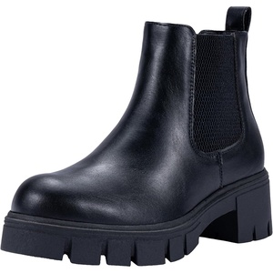 image:imageVepose Womens Chunky Platform Chelsea Ankle Boots Slip On Design  Comfortable dressy bootiesmemory foam insole and elastic side panelspolished styling for work and weekendsBlackclassic936