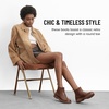 image:imageVepose Womens Chelsea Boots PullOn Lug Sole Low Heel Ankle Booties  Comfortable dressy bootiesmemory foam insole and elastic side panelspolished styling for work and weekendsBrown