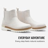image:imageVepose Womens Chelsea Boots PullOn Lug Sole Low Heel Ankle Booties  Comfortable dressy bootiesmemory foam insole and elastic side panelspolished styling for work and weekendsBone Cloud Grey