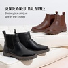 image:imageVepose Womens Chelsea Boots PullOn Lug Sole Low Heel Ankle Booties  Comfortable dressy bootiesmemory foam insole and elastic side panelspolished styling for work and weekendsBrown