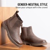 image:imageVepose Womens Chelsea Boots PullOn Lug Sole Low Heel Ankle Booties  Comfortable dressy bootiesmemory foam insole and elastic side panelspolished styling for work and weekendsCoffee