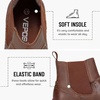 image:imageVepose Womens Chelsea Boots PullOn Lug Sole Low Heel Ankle Booties  Comfortable dressy bootiesmemory foam insole and elastic side panelspolished styling for work and weekendsBrown