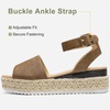image:imageVepose Womens Espadrille Platform Wedge Sandals Open Toe Ankle Strap 400A  Memory foam cushioning comfortable adjustable buckle 23inch lift braided ropelook trim for dressy casual vacation wearSummer Sandal400abrown