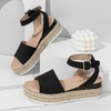 image:imageVepose Womens Espadrille Platform Wedge Sandals Open Toe Ankle Strap 400A  Memory foam cushioning comfortable adjustable buckle 23inch lift braided ropelook trim for dressy casual vacation wearEspadrilles400ablack Nubuck