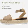 image:imageVepose Womens Espadrille Platform Wedge Sandals Open Toe Ankle Strap 400A  Memory foam cushioning comfortable adjustable buckle 23inch lift braided ropelook trim for dressy casual vacation wearEspadrilles400anude Nubuck