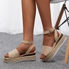 image:imageVepose Womens Espadrille Platform Wedge Sandals Open Toe Ankle Strap 400A  Memory foam cushioning comfortable adjustable buckle 23inch lift braided ropelook trim for dressy casual vacation wearEspadrilles400anude Nubuck