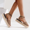 image:imageVepose Womens Espadrille Platform Wedge Sandals Open Toe Ankle Strap 400A  Memory foam cushioning comfortable adjustable buckle 23inch lift braided ropelook trim for dressy casual vacation wearSummer Sandal400abrown
