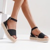 image:imageVepose Womens Espadrille Platform Wedge Sandals Open Toe Ankle Strap 400A  Memory foam cushioning comfortable adjustable buckle 23inch lift braided ropelook trim for dressy casual vacation wearEspadrilles400ablack Nubuck