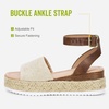 image:imageVepose Womens Espadrille Platform Wedge Sandals Open Toe Ankle Strap 400A  Memory foam cushioning comfortable adjustable buckle 23inch lift braided ropelook trim for dressy casual vacation wearEspadrilles400anatural