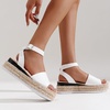 image:imageVepose Womens Espadrille Platform Wedge Sandals Open Toe Ankle Strap 400A  Memory foam cushioning comfortable adjustable buckle 23inch lift braided ropelook trim for dressy casual vacation wearEspadrilles400awhite Pu