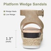 image:imageVepose Womens Espadrille Platform Wedge Sandals Open Toe Ankle Strap 400A  Memory foam cushioning comfortable adjustable buckle 23inch lift braided ropelook trim for dressy casual vacation wearEspadrilles400anude Nubuck