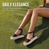 image:imageVepose Womens Espadrille Platform Wedge Sandals Open Toe Ankle Strap 400A  Memory foam cushioning comfortable adjustable buckle 23inch lift braided ropelook trim for dressy casual vacation wearEspadrilles400ablack Pu