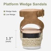 image:imageVepose Womens Espadrille Platform Wedge Sandals Open Toe Ankle Strap 400A  Memory foam cushioning comfortable adjustable buckle 23inch lift braided ropelook trim for dressy casual vacation wearSummer Sandal400abrown