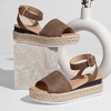 image:imageVepose Womens Espadrille Platform Wedge Sandals Open Toe Ankle Strap 400A  Memory foam cushioning comfortable adjustable buckle 23inch lift braided ropelook trim for dressy casual vacation wearSummer Sandal400abrown