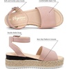 image:imageVepose Womens Espadrille Platform Wedge Sandals Open Toe Ankle Strap 400A  Memory foam cushioning comfortable adjustable buckle 23inch lift braided ropelook trim for dressy casual vacation wearSummer Sandal400ablush
