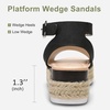 image:imageVepose Womens Espadrille Platform Wedge Sandals Open Toe Ankle Strap 400A  Memory foam cushioning comfortable adjustable buckle 23inch lift braided ropelook trim for dressy casual vacation wearEspadrilles400ablack Nubuck